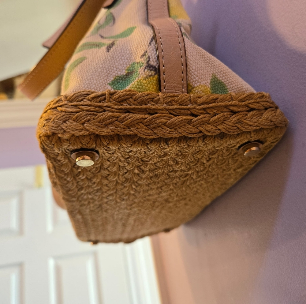 Kate Spade 💥RARE💥 Capri Espadrille Painterly Lemon Satchel Crossbody EUC #130 - Picture 4 of 12